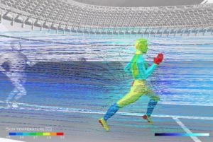 A simulation of an athlete on a running track show body temperature in severe conditions